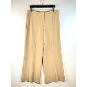 St John Women Dress Pants Beige Wide Leg Trouser High Waisted Preppy Size 14